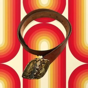 70’s Vintage Handmade Leather Belt & Buckle